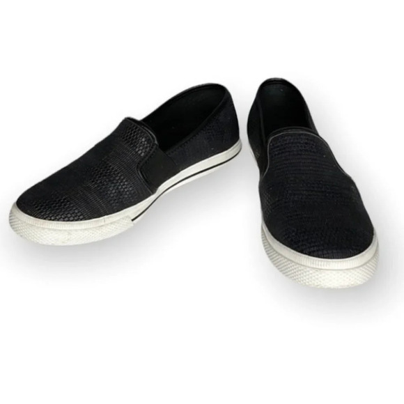 LAUREN RALPH LAUREN Jinny Slip On Sneaker Black White Weave Logo Low Top 5.5 - Picture 2 of 12